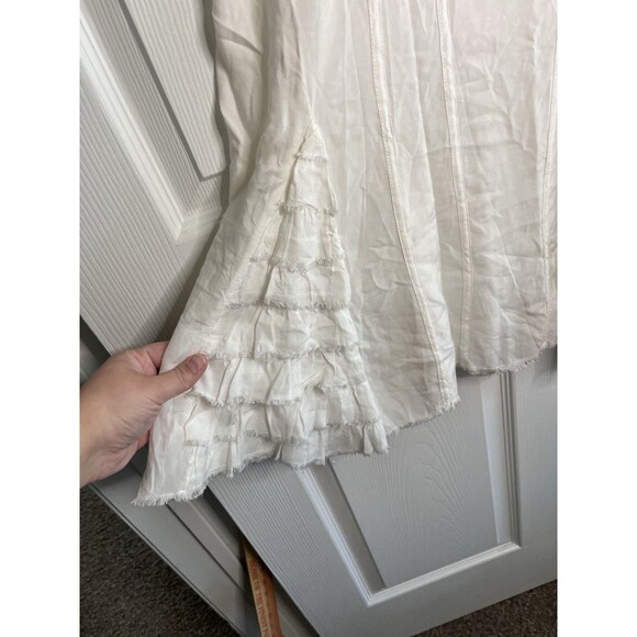 Intimately Free People Ruffle Long Tunic Mini Dress Tank Cream Size XS Boho - Picture 7 of 11